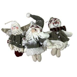 Lot 3 Large Plush Snowman Angel Christmas Ornaments Vintage 90s Lightweight u